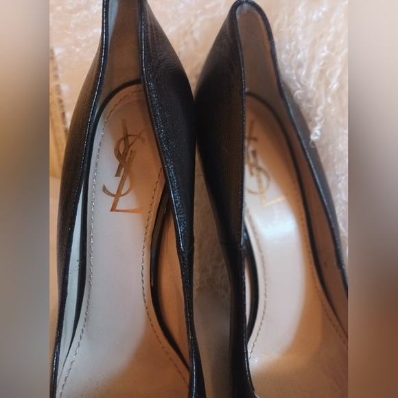 YSL Platform Heels Black Leather Sz 39 US 9 - Picture 8 of 16